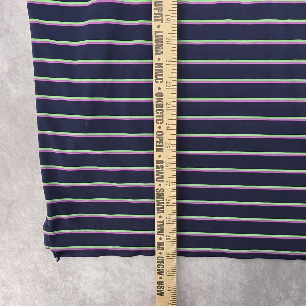 FootJoy FJ Mens XL Performance Golf Polo Shirt Striped Navy Pink Green Outdoor - Picture 9 of 10